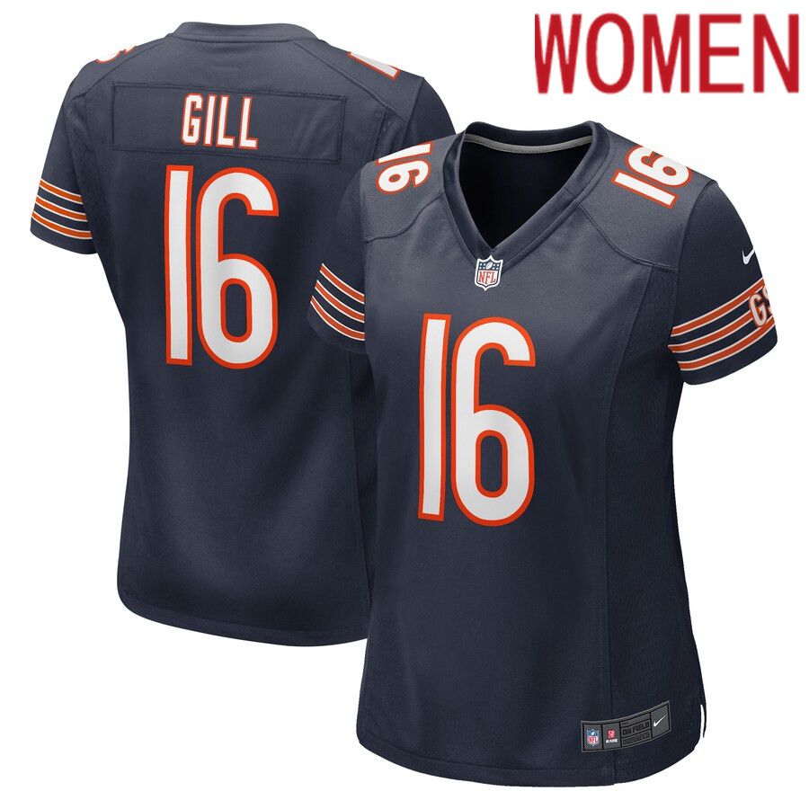 Women Chicago Bears 16 Trenton Gill Nike Navy Game Player NFL Jersey